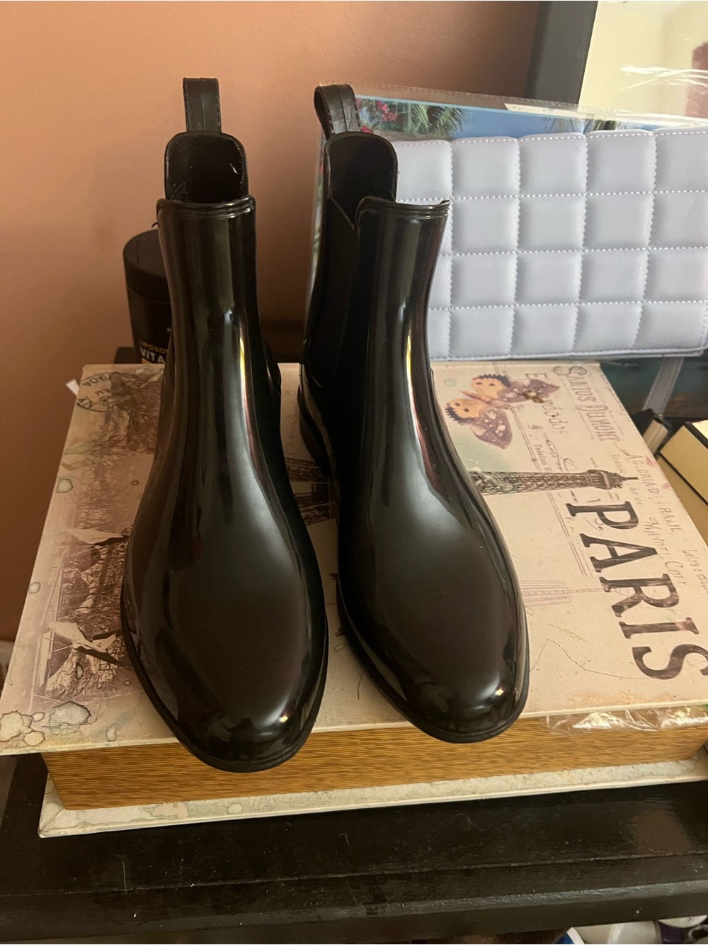 a new day Black Gloss Chelsea Rain Boots